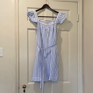 LOFT Blue and White Striped Dress